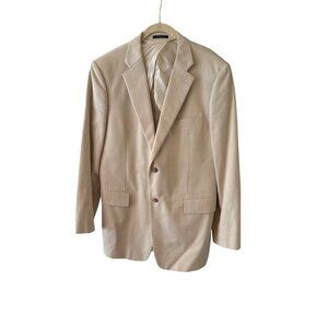 John W. Nordstrom Mens Beige Suit Jacket Blazer 42R W36 100% Cotton Shell Lined
